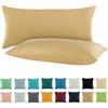 SHC Textilien SHC - Set di 2 federe per cuscini cotone 100% con cerniera, 100% cotone, sabbia / cappuccino, 40 x 60 cm