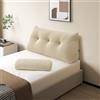 Z-hom Cuscino Schienale, Cuscino triangolare per testiera con fodera rimovibile, Cuscino da lettura per letto, cuscino schienale divano, cuscino da lettura, crema (100 x 50 x 20 cm)