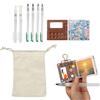 BigKing Set Mini Tavolozza Acquerelli da Viaggio con 1 Mini Tavolozza per Dipingere, 6 Pennelli Acquerello, 6 CM Quaderno per Schizzi, Borsa di Tela e Clip per Raccoglitore (Colore del legno)