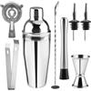 Mezzar Cocktail Shaker Set, Mezzar 8 Pezzi da Kit Barman Professionale, 750Ml Attrezzatura Bar con Caffe Freddo in Acciaio Inox, Bartender Principianti con Accessori per Bar Case e Feste