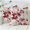 AwzyGous Federa per Cuscino 40x40cm Fiori Rossi, Copri Cuscini Decorativi Acquerello Federe Cuscini Letto in Lino Copricuscini Decorativi per Divano, Soggiorno, Giardino, Terrazza Set da 2