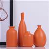 QIANLING Set di 4 Vasi in Ceramica Arancione - Decorazione per Casale, Camino, Mantello e Mensola - Per Soggiorno, Ingresso, Bagno, Cucina e Ufficio