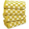 Jacquotha, 4 asciugamani da bagno a scacchi, in morbido cotone assorbente, 33 cm x 73 cm