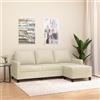 Gecheer Divano a 3 Posti con Poggiapiedi Crema 180 cm in Similpelle,Divano Letto ad Angolo,Divano ad Angolo,Divanetto Letto,Divano Letto 3 Posti,Divano 3 Posti Imbottito