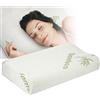 PRO VAL Cuscino Cervicale Memory Foam per Dormire Ortopedico Guanciale a Doppia Onda Ideale per Supporto al Collo Ergonomico Traspirante Antirussamento Anallergico Federa Bamboo Lavabile