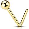 OUFER Body Piercing Nose Studs Bar Piercings 22G Nose Piercing Jewellery 14K Gold L Bend Shape Nose Bar Nose Pin 0.6MM Nose Stud Nose Piercings Nose Ring