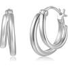 PHNIBIRD Orecchini Cerchio Uomo con Asimmetrici Semplice Cerchio Unisex Argento Orecchini per Adatto Per l'uso Quotidiano