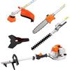 GrecoShop Decespugliatore multifunzione 4 in 1 a scoppio con tagliasiepi, troncarami e motosega - Motore 52cc 2 tempi, testina doppio filo e disco a 3 denti in acciaio