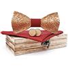 BEFORBIO Papillon in legno fatto a mano, chic e alla moda, accessorio alla moda o idea regalo. Facilmente regolabile., Rosso scolpito, taglia unica