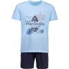 Henry Terre Pigiama da uomo Shorty Beach 2 pezzi M-5XL cotone taglie forti, Azzurro, 3XL