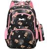 CYGMRFH Zaino Scuola Bambina Rosa con Trousse Coordinata Stampa Capybara 3 Scomparti Grandi Tasche Interne Spallacci Regolabili Zaino Oxford Impermeabile per Scuola Elementare Asilo Bambine (Nero)