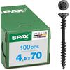 SPAX Viti per facciata 4,5 x 70 mm, 200 pezzi, in acciaio inox A2 BLAX, filettatura di fissaggio, T-STAR plus T20, testa svasata, 4CUT - 25470404507022
