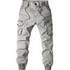 Generic Pantaloni cargo da uomo, pantaloni della tuta slim fit, pantaloni da jogging con elastico alla caviglia, multitasche, in cotone, stile casual, ripstop, lavoro, utilità, sicurezza, GY2., M