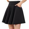 Generic Mini gonna corta da donna casual skater medio plissettato taglie forti scuola svasato skort con tasca, Nero , XL