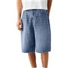 Generico Pantaloni Corti Estivi da Uomo Baggy Jeans Oversize Pantaloni Hip Hop Skater Jeans con Tasche Pantaloncini in Denim Pantalon per Il Tempo Libero Casual Traspiranti