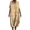 Generic Camicia Midi Abiti da donna Abiti larghi floreali lunghi a maniche corte giacca di jeans estiva da donna, Arancione, XL