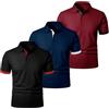 Generic Polo da Uomo, Confezione da 3 Magliette a Maniche Corte, estive, Traspiranti, da Lavoro, con Bottoni, Magliette da Golf Slim, Polo De Hombre Nero+Blu Scuro+Rosso, M