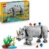 LEGO Creator 3in1 Wild Animals: Majestic Rhino with Birds Toy - Animal Figure Transforms into a Hippo Model or a Walrus - Creative Gift for 9+ Year Old Girls & Boys - 31171