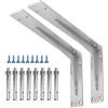 YUMORE Staffa per mensola, resistente, 35,6 x 20,3 x 5,1 cm, extra spesso, in acciaio inox, per barra di appoggio, montaggio a parete, include hardware, confezione da 2