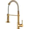 JUNSHENG Miscelatore da Cucina con Doccetta Estraibile, Miscelatore da Cucina Girevole a 360°, Monocomando, Acciaio Inox, Oro Spazzolato