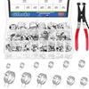 Glarks 121Pcs 12 misure 7-22mm molla tipo clip carburante silicone vuoto tubo morsetto a bassa pressione aria clip morsetto assortimento kit con 1pc girevole piatto fascetta pinza morsetto pinza