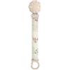 Suavinex, Portaciuccio in tessuto per neonati, morbido e flessibile, nastro con decoro su due lati, clip per ciuccio con pinza. Per neonati +0 mesi, adatto per neonati, Poetry Beige