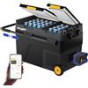 BougeRV CRD2 49L Frigo Portatile con Batteria Ricaricabile da 173Wh Doppia Porta Due Zone con Ruote Freezer Frigorifero Compressore 12/24V 220V per Auto Controllo APP -20 °C (Maniglia in Alluminio)