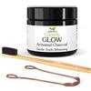 Isabella's Clearly Clearly GLOW Teeth Whitening Kit (4 Piece) | Pure Food Grade Activated Charcoal Powder + Bamboo Ultra Soft Toothbrush + Copper Tongue Cleaner + Eco Friendly Gift Bag