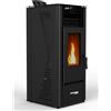 Megashopitalia Stufa a Pellet 10kW ad Aria Ventilata Rodi Riscaldamento Alta Efficienza 100mq (Nero)