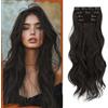 Sofeiyan Extension Capelli Clip 4PCS 50 cm Ondulati Posticci Sintetici Morbidi Naturali Fermagli Antiscivolo Invisibili Capelli Estensioni a Clip per Donna, Castano Molto Scuro