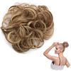 SEGO Chignon Capelli Finti Ricci Extensions Elastico Hair Bun Updo Fai da Te 30g (crocchia sottile, Castano Chiaro balayage Biondo Cenere)