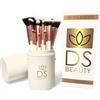 DS BEAUTY Set di 14 Pennelli Make Up Professionali - Morbidi, Ipoallergenici, per Fondotinta, Ombretti e Cipria in Custodia Elegante e Portatile a Tubo - Ideale per Principianti ed Esperti (Bianco)