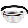 Qisiewell Basic Fashion, Marsupio sportivo da escursionismo con 2 scomparti e chiusura lampo, regolabile, per uomo e donna, Laser bianco., normale,