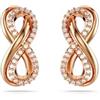 Swarovski Orecchini a lobo Hyperbola, Infinito, Bianchi, Placcato color oro rosa