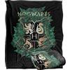 LOGOVISION Harry Potter Hogwarts Green And Oro Floral Crest Coperta super morbida al tatto setoso - 152 x 127 cm