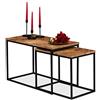 Relaxdays, Nero Tavolino da Salotto, Set da 2, Ripiano in Legno di Mango, Rettangolare, Telaio in Metallo, 50x77x43,5 cm, 50 x 77 x 43,5 cm