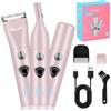 Litinliv Rasoio Elettrico Donna 3 in 1, Rasoio Parti Intime con Display LED, Impermeabile Ricaricabile Epilatore Elettrico Donna, Depilazione Indolore Rasoio per Corpo Ascelle Gambe Bikini