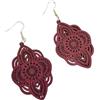 Generic ⊹⊱❁✿ ORECCHINI GRANDI E LEGGERI IN LEGNO TAGLIATO AL LASER, COLOR BORDEAUX ✿❁⊰⊹ Splendidi orecchini intagliati con ganci dorati, rosso vino, bordeaux, rosso scuro