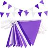 Topeedy Bandierine viola e bianche da 20 m, decorazione per feste, 52 bandierine viola riutilizzabili per compleanni, matrimoni, baby shower, casa o giardino, bandiere triangolari
