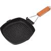 HERCHR Bistecchiera Antiaderente, Bistecchiera con Manico pieghevole, Bistecchiera Antiaderente Quadrata in acciaio al carbonio, Bistecchiera Ondulata Per Carne Pesce E Verdure(20x20cm)