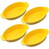 myGrtfam Set di 4 pirofile ovali in ceramica con manici, da forno a tavola, ideali per lasagne/torte/casseruole/tapas (5 x 12 x 22 cm/8,5 pollici) giallo