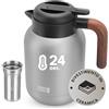 LEBENLANG Thermos caffe 1,5 litri - Rivestimento ceramico & senza BPA I 24 ore al caldo & Incl. filtro da tè I Termos caffè Caraffa termica Termus per te caldo grande bevande calde Teiera acqua fredda