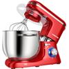 Aumate Impastatrice Planetaria, Impastatrice Professionale 8 Litri 1400W, Impastatrice Pizza con Uncino Impastatore, Mescolatore e Frusta Sbattitrice, 6 Velocità Food Mixer (Rosso, 8 Litri)
