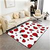 Homemissing Ladybug Area Rug 3D Ladybug Tappeto stampato per soggiorno camera da letto Entomologia volante rosso nero bianco animale selvatico tappeto decorativo 100 x 150 cm