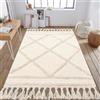 INKAROBOX Tappeto passatoia per corridoio, boho beige, trapuntato, in cotone con nappe, lavabile, per bagno, cucina, soggiorno, camera da letto, corridoio, sala da pranzo (beige, 180 x 120 cm