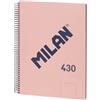 MILAN® Quaderno A4 con spirale e copertina rigida, 80 fogli bianchi da 95 g/m², collezione 430 since 1918, rosa