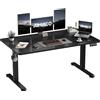 JUMMICO Scrivania regolabile in altezza 140×60 cm, telecomando a 4 tasti con funzione memoria, dotata di gancio, adatta per ufficio, studio e gaming, Nero