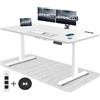 JUMMICO Scrivania regolabile in altezza con stazione di ricarica senza fili e presa europea con USB, scrivania regolabile in altezza, scrivania elettrica (bianco, 160 x 80 cm)