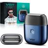 VGR Mini rasoio elettrico a lamina per uomo - Rasoio da viaggio compatto - Macchina da barba e viso portatile USB-C portatile senza fili - IPX7 Rasoi a batteria a testa calva impermeabile - Rasoi a
