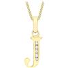 CARISSIMA Pendente con iniziale J in zirconia cubica su collana in oro giallo 9 ct con catena a curb diamantata di 46 cm/18 pollici